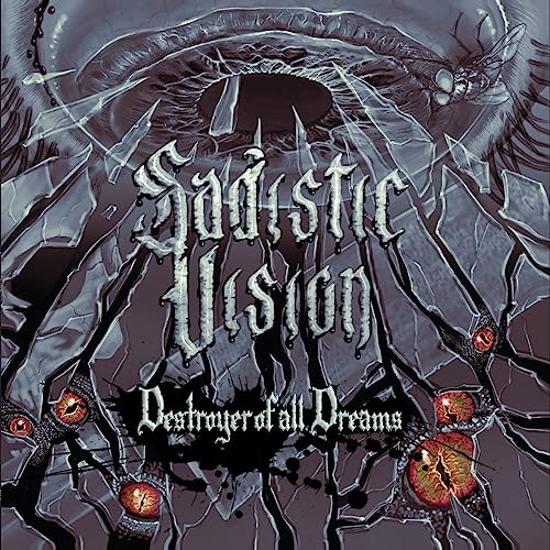 Dark album cover with a monstrous eye, spider legs, and sharp claws.