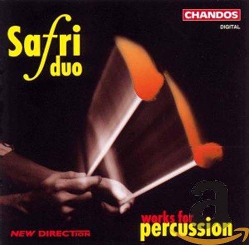 CD cover for Safri Duo’s “Works for Percussion,” featuring blurred drumsticks.