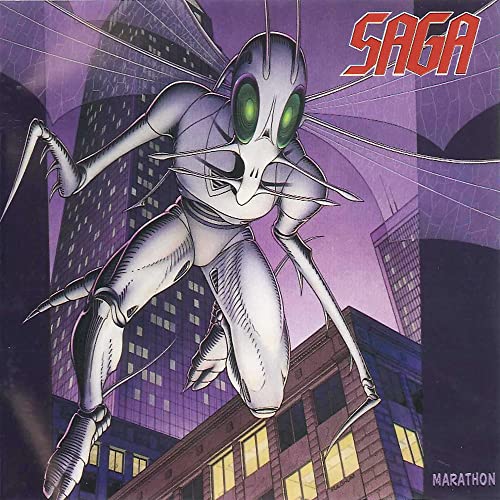 CD cover art: robotic insect figure running amidst a city skyline.