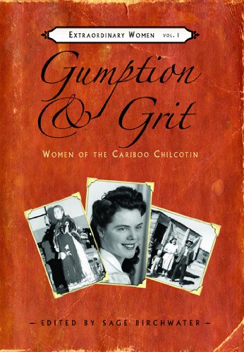 Book cover with orange background, cursive title, and three vintage black-and-white photographs.