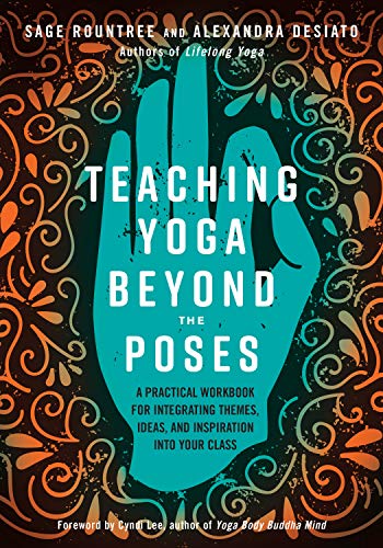 Book cover featuring a teal hand mudra against a dark, ornate orange-patterned background.