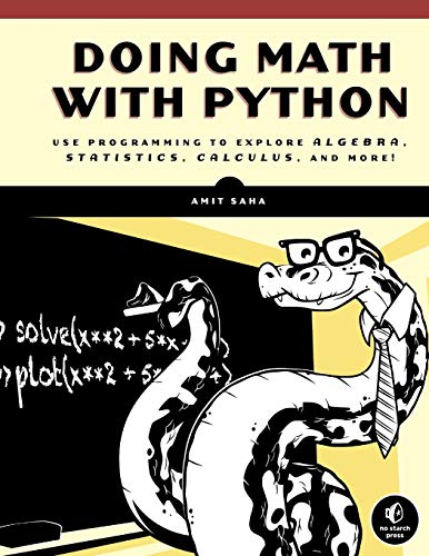 Book cover: "Doing Math with Python" featuring a snake with glasses.