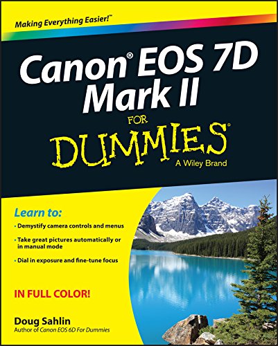 Book cover: "Canon EOS 7D Mark II For Dummies" with mountain landscape.