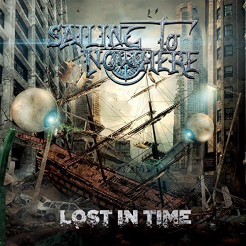 CD cover: shipwreck amidst ruined city, with glowing orbs and text.