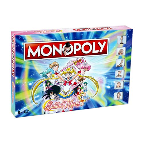Sailor Moon Monopoly game box with character illustrations and logo.