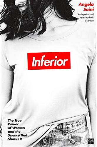 Book cover: woman in white tee with red “Inferior” text.