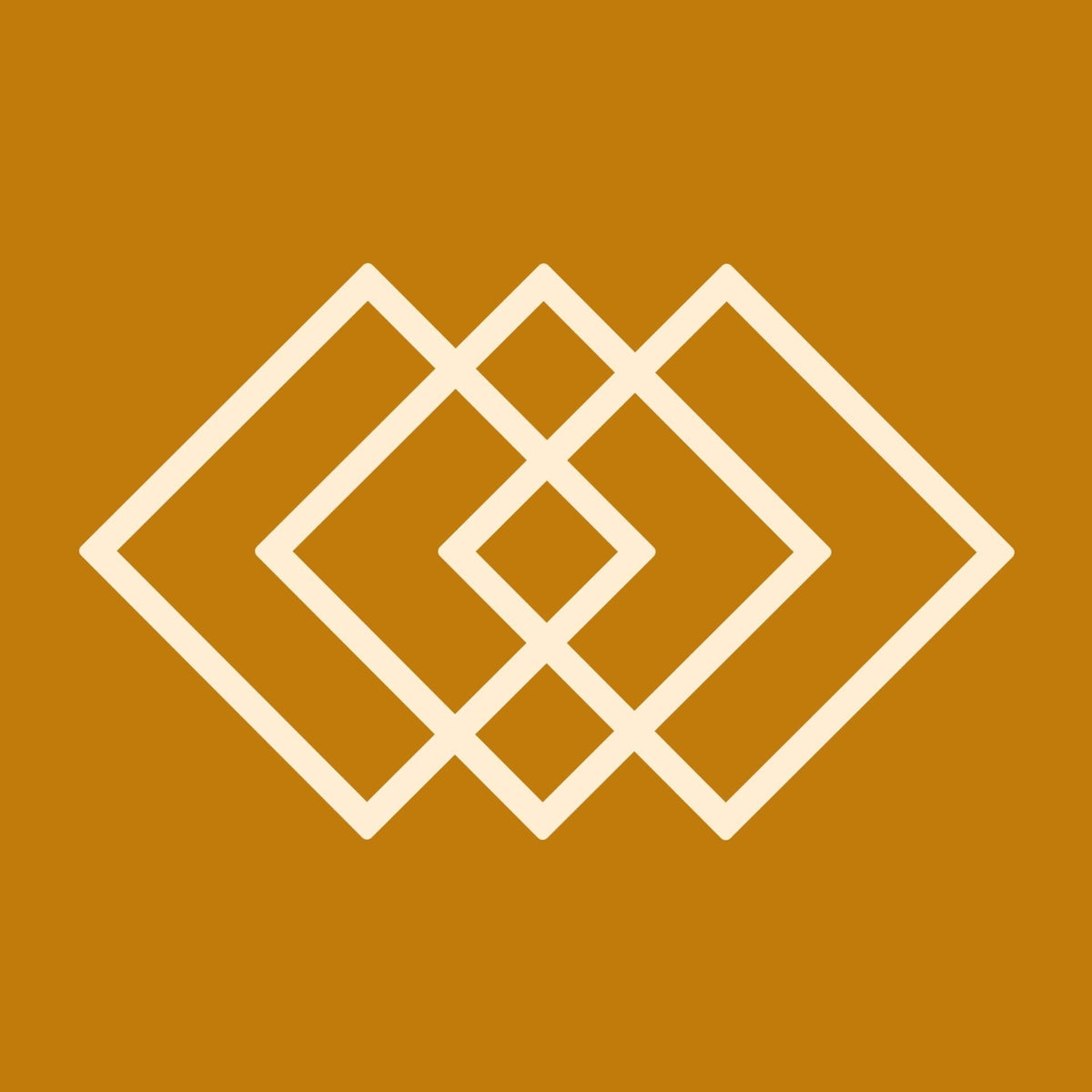 Golden background with interlocking pale squares forming a diamond shape.