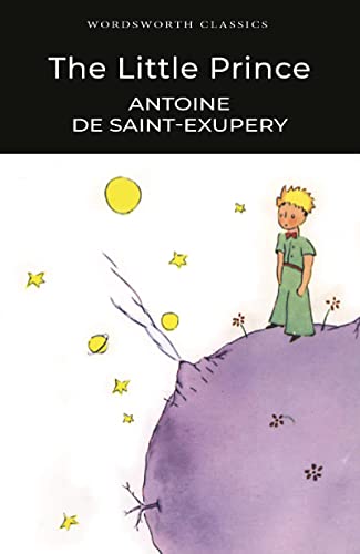 Book cover of The Little Prince showing the prince standing on a small planet.