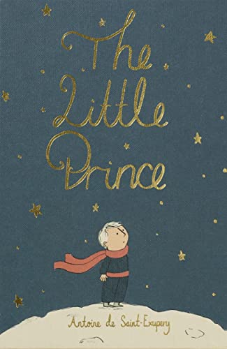 Book cover of "The Little Prince" with a boy and starry sky.
