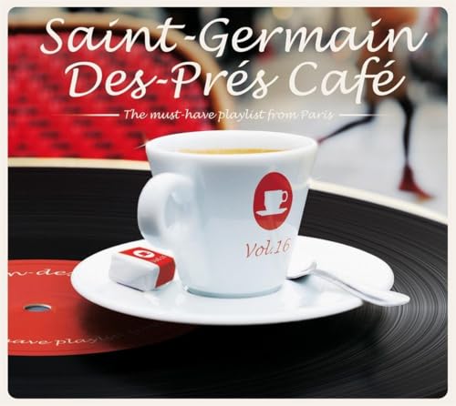 CD cover featuring a white coffee cup on a vinyl record and saucer.