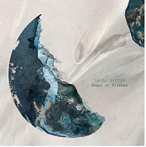 Album cover with a crescent-shaped blue and teal abstract design on a white background.