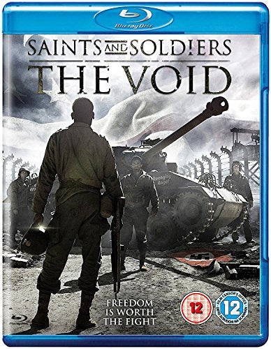 Blu-ray case with a black-and-white war scene and title "SAINTS AND SOLDIERS: THE VOID".