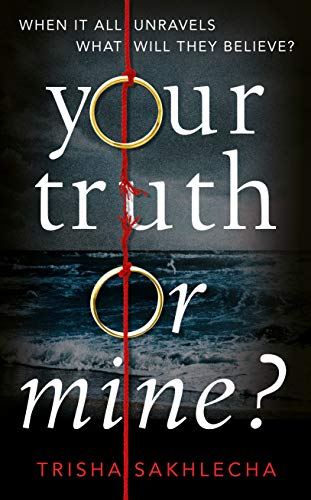 Book cover: “Your Truth or Mine?” with a gold ring and stormy sea.