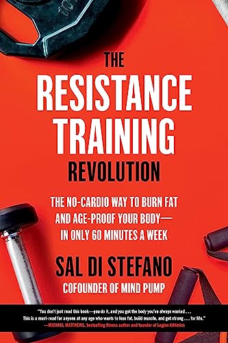 Red book cover with weight plates and title “The Resistance Training Revolution.”