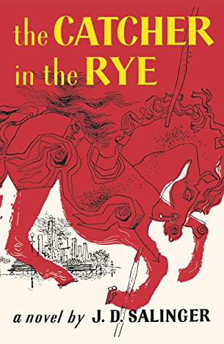 "Book cover of 'The Catcher in the Rye' with red horse illustration."