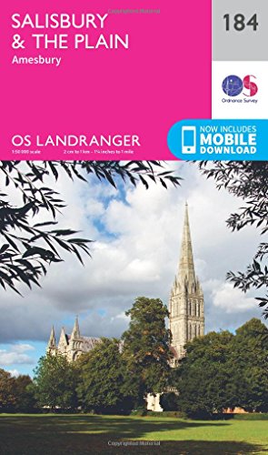 Ordnance Survey Landranger map 184 cover, showing Salisbury Cathedral.
