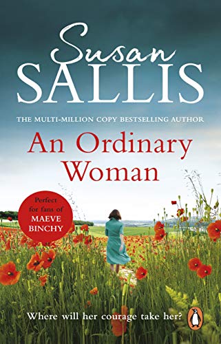Book cover with author name, title “An Ordinary Woman”, and a field of poppies.