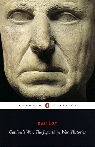 "Book cover with a stone bust and Penguin Classics branding, featuring Sallust's works."