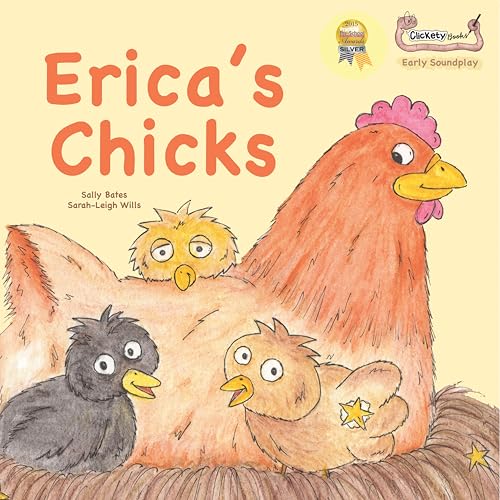 Book cover: hen with three chicks in a nest, watercolor style.