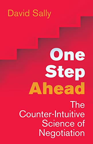 Book cover: "One Step Ahead" with red and white geometric design.