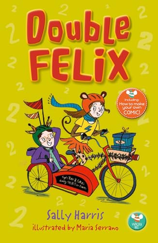 Book cover: "Double Felix" with illustrated children on a bicycle.