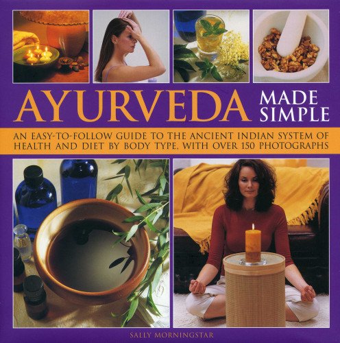 Book cover for “Ayurveda Made Simple” featuring wellness imagery.