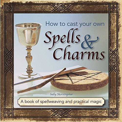 Book cover with a chalice, quill, and a stone with a pentagram.