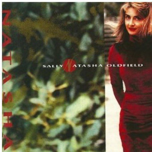 Sally Oldfield's album "Natasha" cover featuring a woman in a red dress.