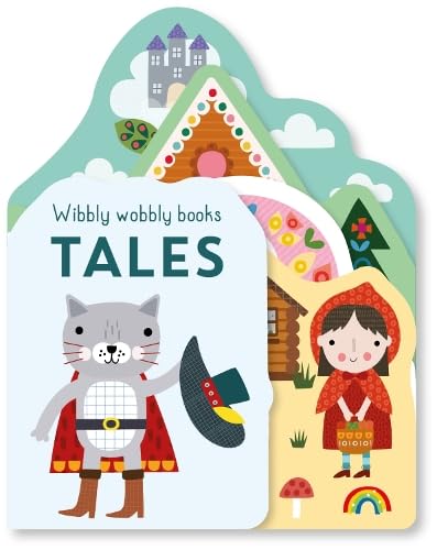 Wobbly Wobbly Tales board book featuring a cat in a cape and Little Red Riding.