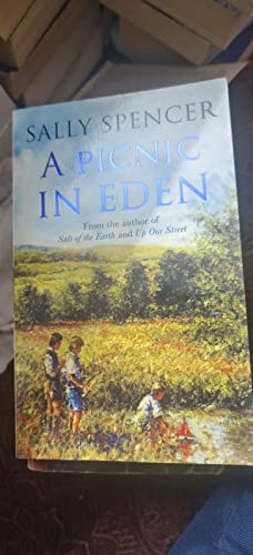 Book cover: "A Picnic in Eden" by Sally Spencer, pastoral scene.