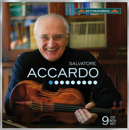 CD box set cover featuring Salvatore Accardo holding a violin, smiling.