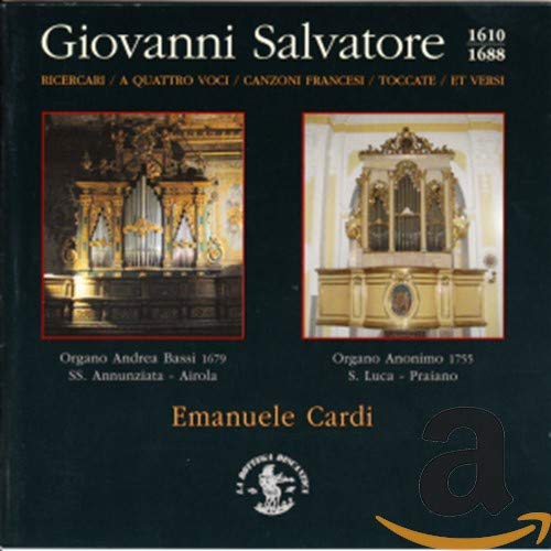 CD cover featuring two ornate pipe organs, text "Giovanni Salvatore" and "Emanuele Cardi".