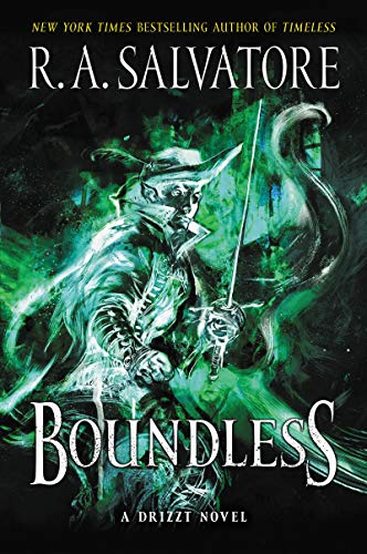 Book cover featuring a dark fantasy illustration of Drizzt Do'Urden with a sword.