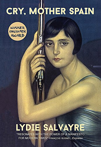 Book cover showing a woman holding a rifle against a dark blue background.