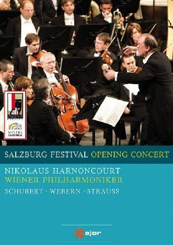 Orchestra performing with conductor, Salzburg Festival opening concert DVD cover.