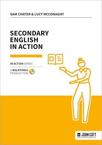 Book cover: "Secondary English in Action" with a yellow and navy design.
