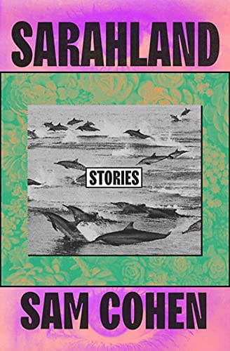Book cover: "Sarahland" by Sam Cohen, featuring dolphins jumping waves.