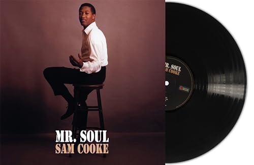 Sam Cooke portrait with vinyl record; album title “Mr. Soul” visible.