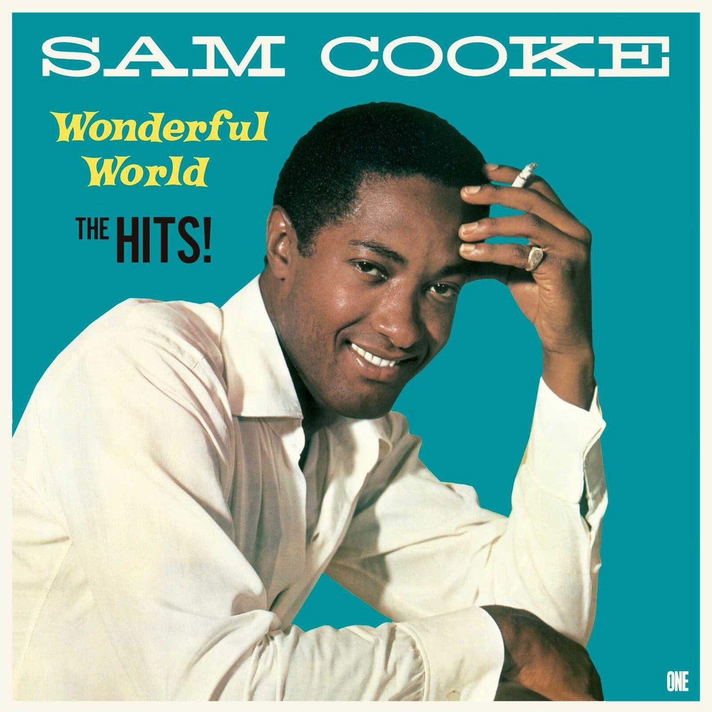 Album cover featuring Sam Cooke smiling against a teal background, holding a cigarette.
