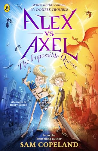 Book cover: two boys, a dragon, and a fantastical cityscape.
