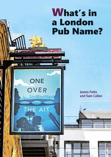 Book cover featuring a London pub sign with blue and white imagery.