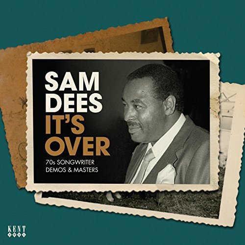"Album cover with black and white photo of man, layered on distressed Polaroid frames."