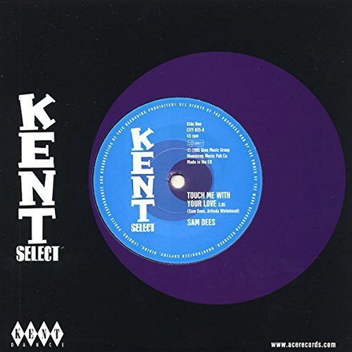 Vinyl record label for Sam Dees’ “Touch Me With Your Love,” purple background.