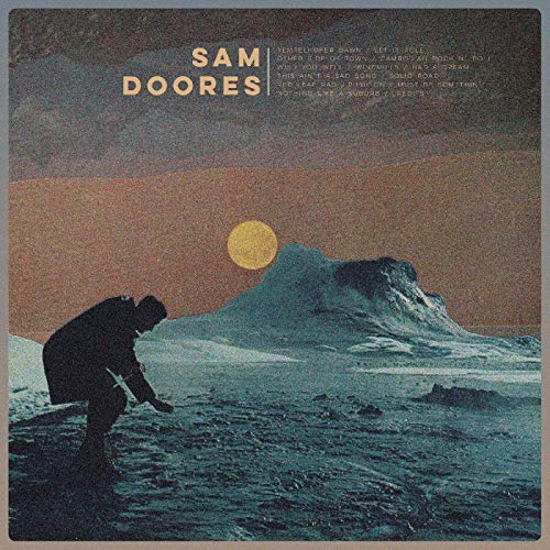 Vinyl album cover featuring a person crouching beside a snowy mountain under a full moon.