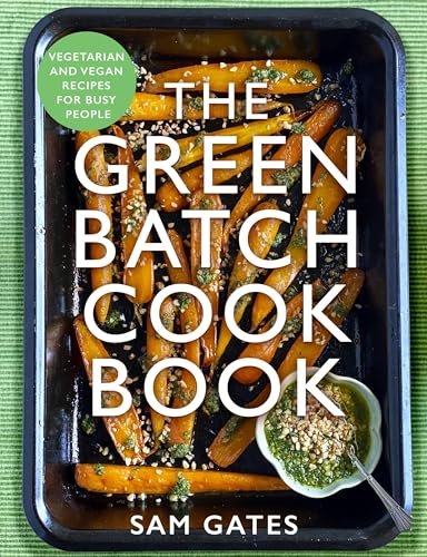 Cookbook cover featuring roasted carrots with green herb topping and title text.