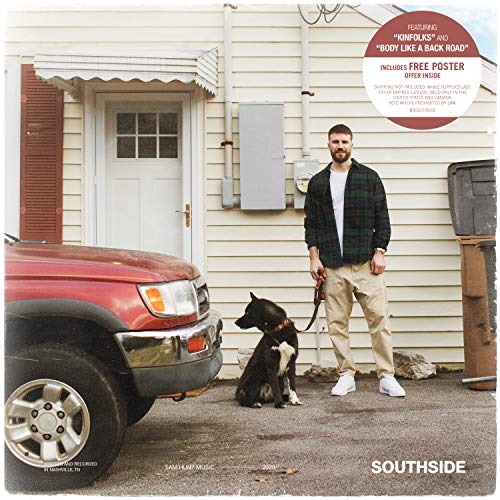 Sam Hunt album cover, "SOUTHSIDE," featuring a man, dog, and truck.
