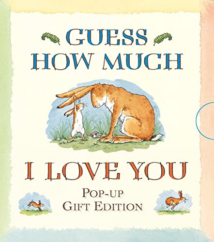 Book cover showing a large and small hare with the title Guess How Much I Love You.