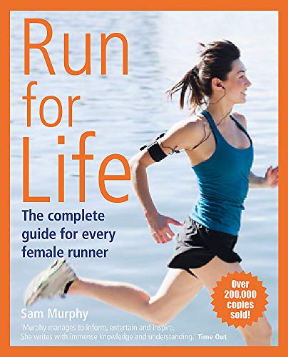 Book cover: "Run for Life" features a woman running with blue water background.