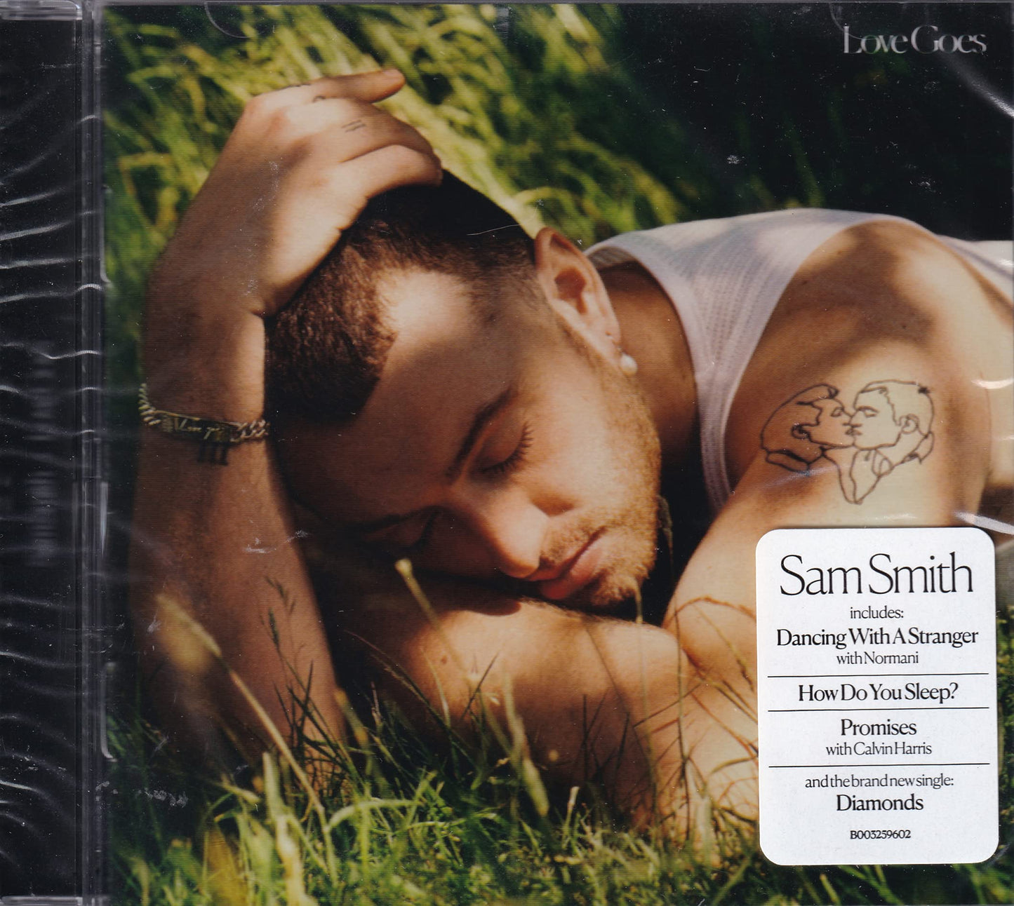 CD cover for Sam Smith’s “Love Goes” album, featuring a portrait.