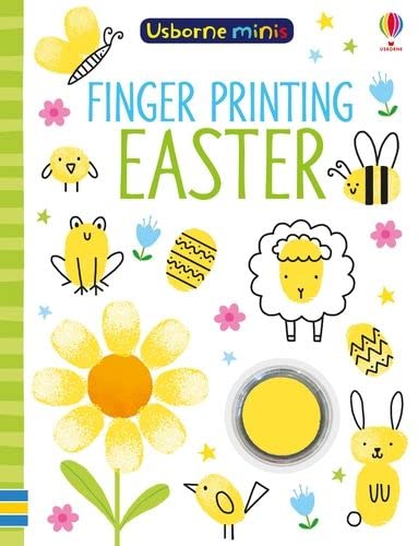 Finger Printing Easter" Usborne Minis book cover with Easter themed illustrations.